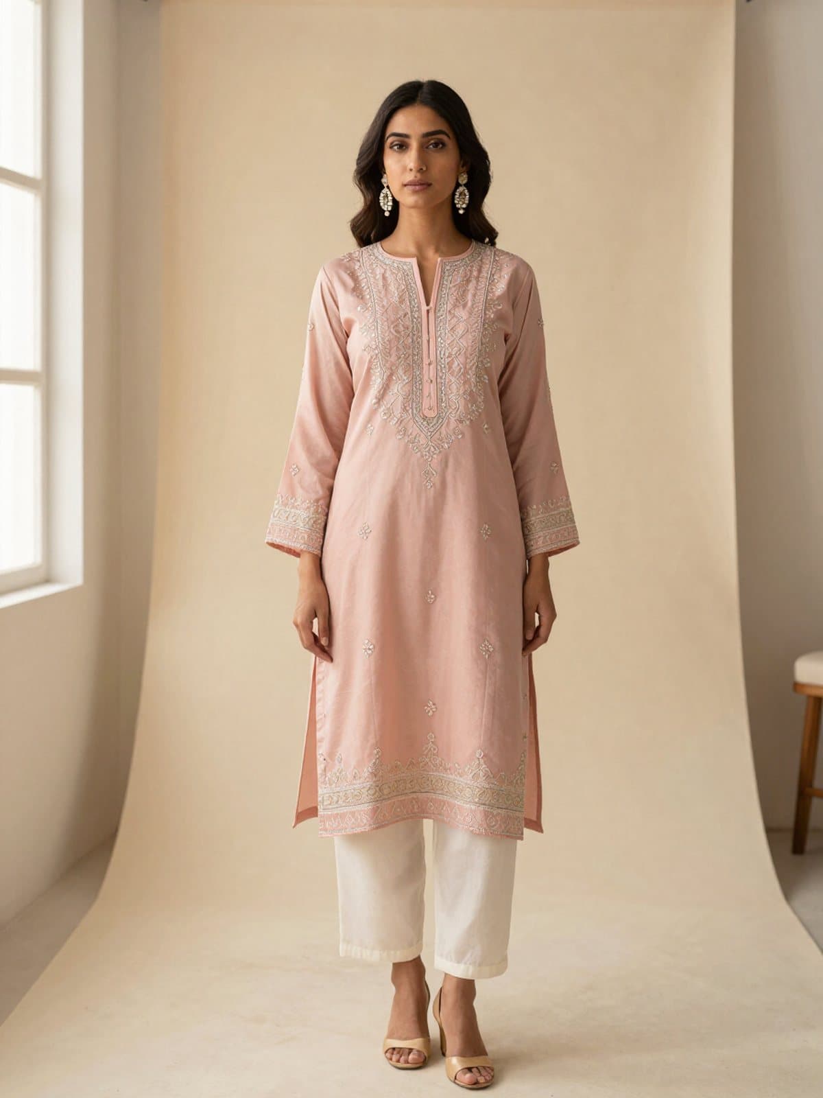 Blush embroidered kurta — Ready-to-Wear
